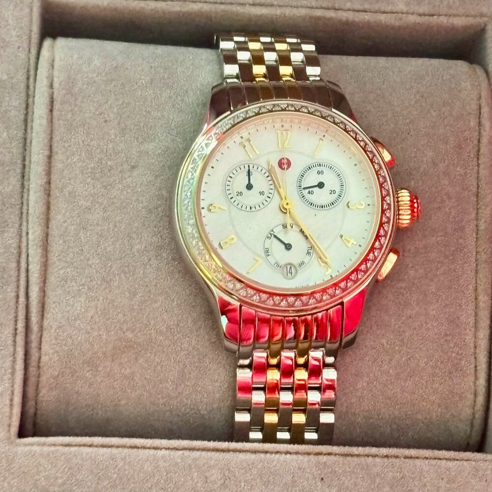 Michele Chronograph two tone diamond bezel ladies 38mm